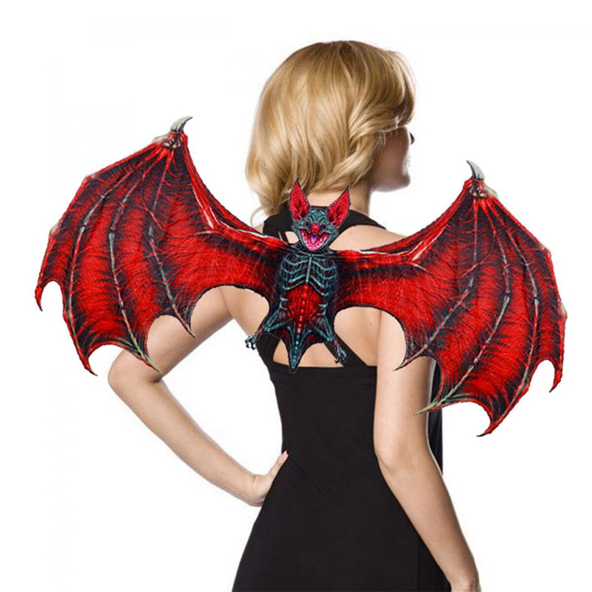 Halloween Vampire Bat Wings + Cover Kit Party Cosplay Costume For Children Adults Adult-Red Set