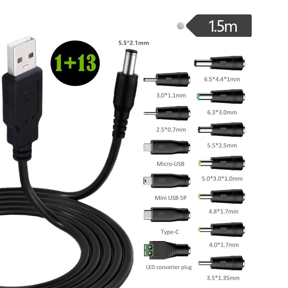 5V DC 5.5 2.1mm Jack Charging Cable Power Cord, USB to DC