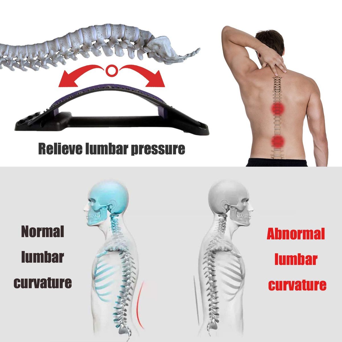 Lumbar Magnet Back Stretcher For Back Pain Relief