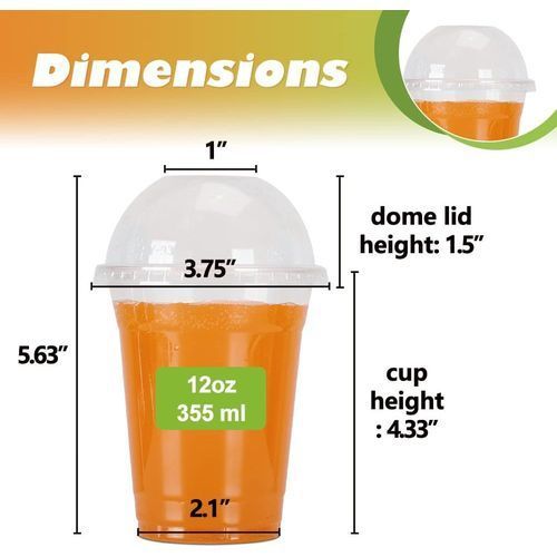 Botogift 12 Oz Clear Plastic Cups With Lids, Parfait Dome