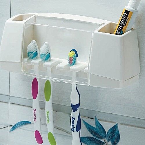 Toothbrush And Toothpaste Holder/Rack With Suction
