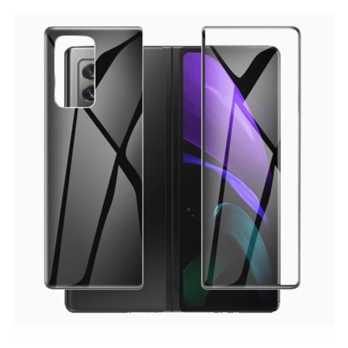 Galaxy Z Fold 2 Screen Protector - Front + Back - Black - Full Covered Tempered Glass