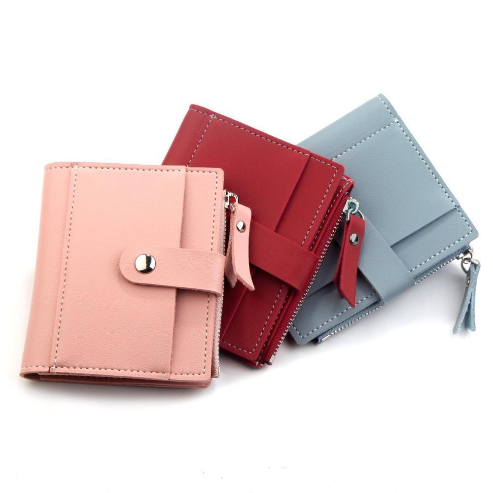 hengsheng new women's wallet short driver's license wallet Korean version of the coin purse women's mini button bag 075-2 pink
