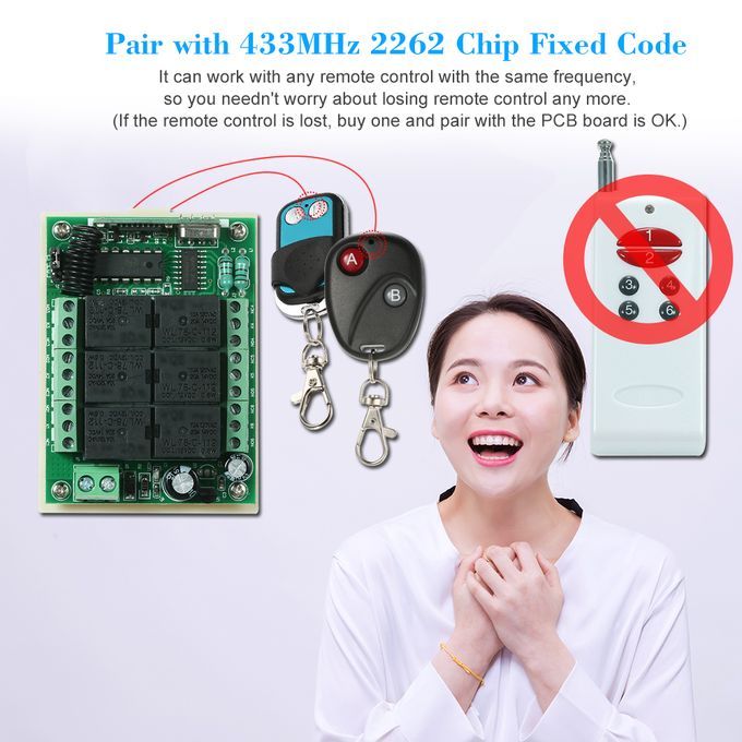 433Mhz DC 12V 6CH Channel Universal 10A Relay Wireless RF