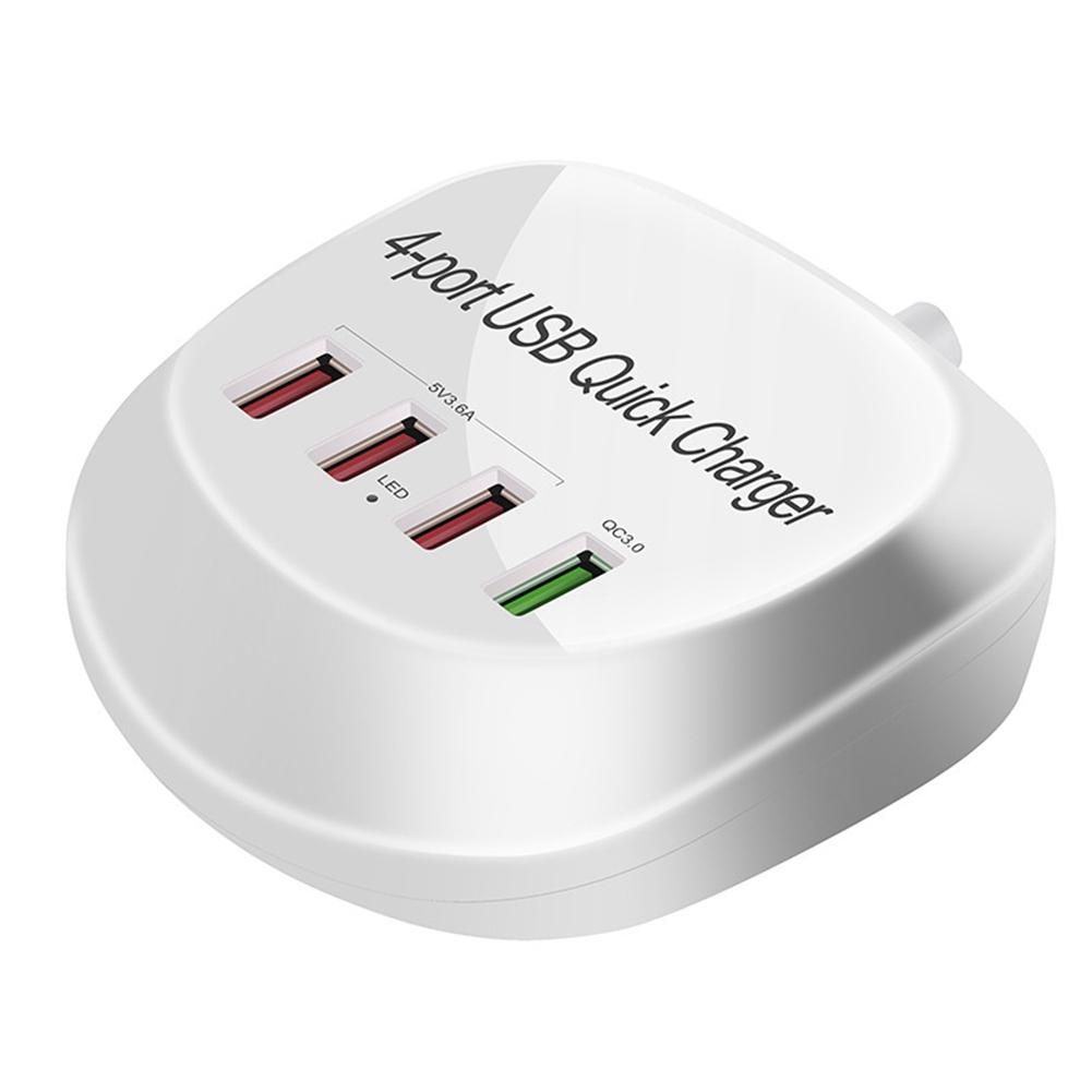 USB Charger Hub with Quick Charge 4 USB Port Portable Fast Phone Charging Station for Home Office Desktop Travel-EU Plug