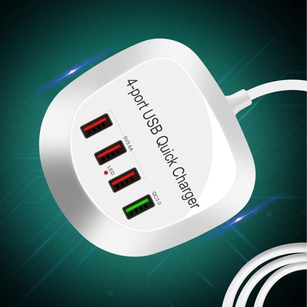 USB Charger Hub with Quick Charge 4 USB Port Portable Fast Phone Charging Station for Home Office Desktop Travel-EU Plug