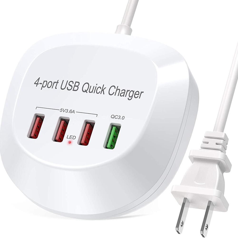 USB Charger Hub with Quick Charge 4 USB Port Portable Fast Phone Charging Station for Home Office Desktop Travel-EU Plug