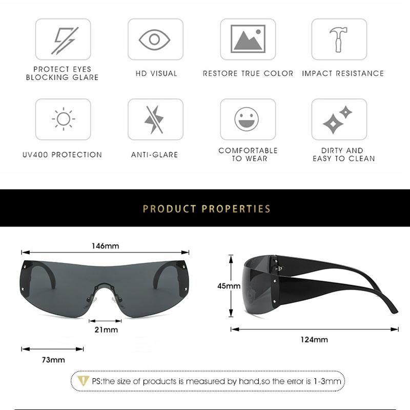 Luxury Brand Punk Sunglasses NEW Women One Piece Designer Sun Glasses UV400 Unisex Shades Eyewear Fashion Y2k Eyeglasses