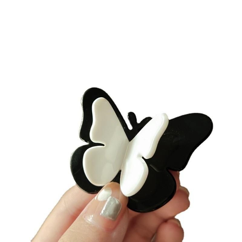 2023 Korean Style Acrylic Black White Butterfly Hair Clips Hairpins For Women Girl Clip Bangs Side Barrettes Hair Accessories
