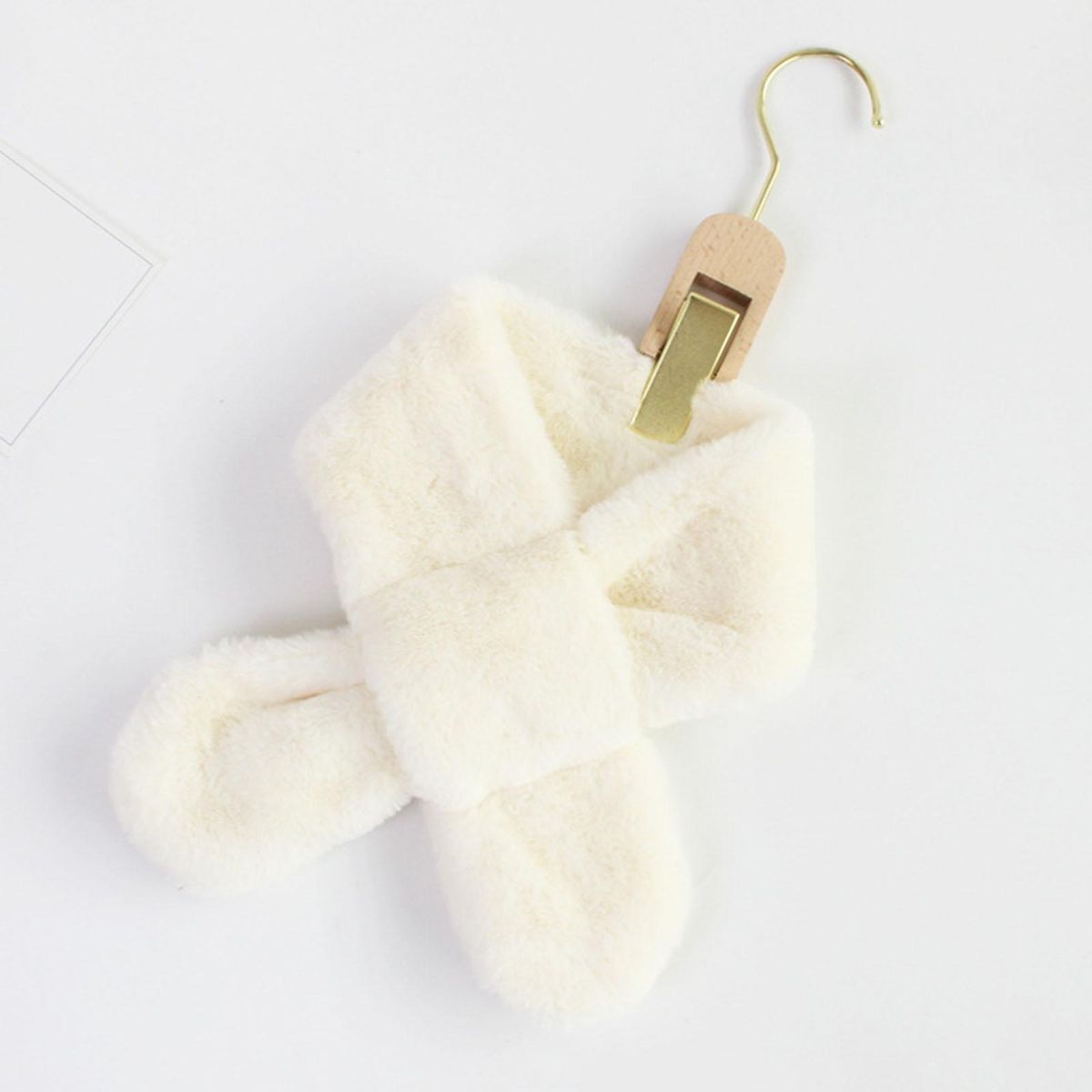 Furry Scarf Wrap Children Winter Thickened Fleece Warm Neck Scarf Beige
