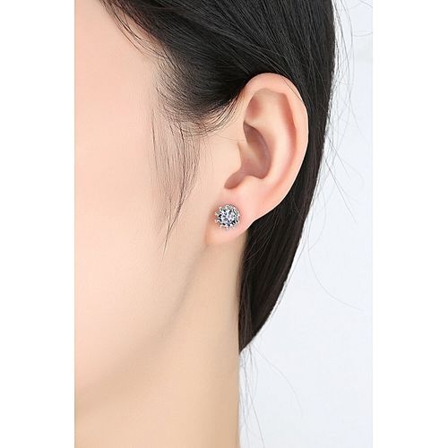 1 Pair Fashion Women Men 18k Gold Plated Crown Earrings Sterling Silver Crystal Double Stud Earing