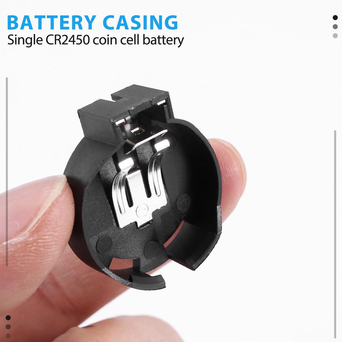 2 Pcs CR2450 Coin Cell on Battery Socket Holder Case 2 Pins Black