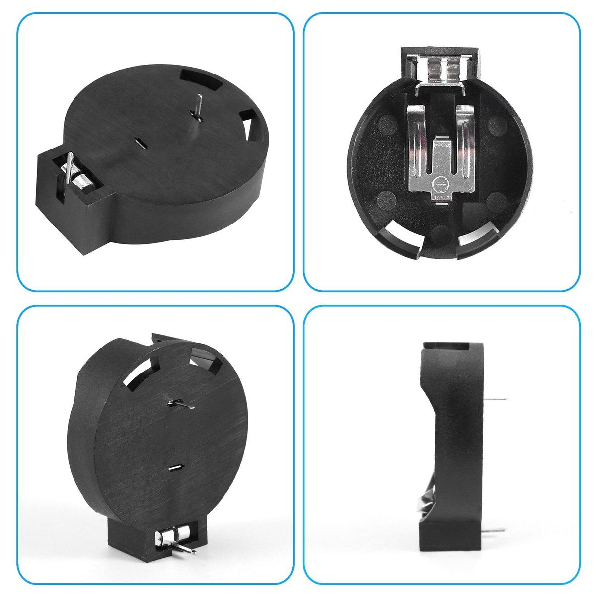 2 Pcs CR2450 Coin Cell on Battery Socket Holder Case 2 Pins Black