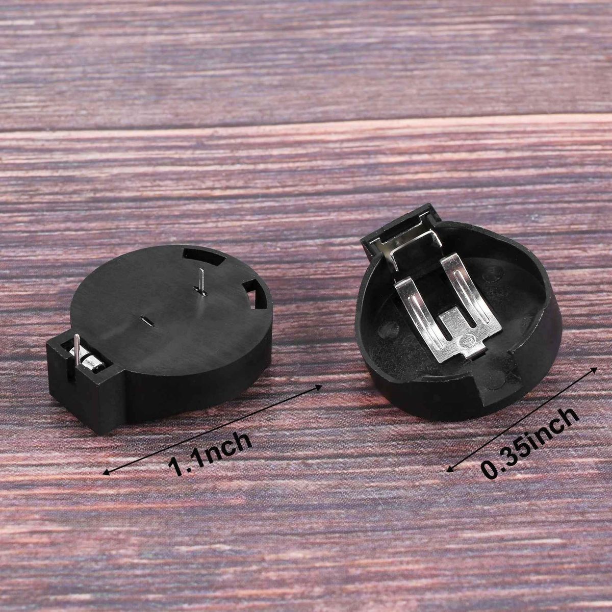 2 Pcs CR2450 Coin Cell on Battery Socket Holder Case 2 Pins Black