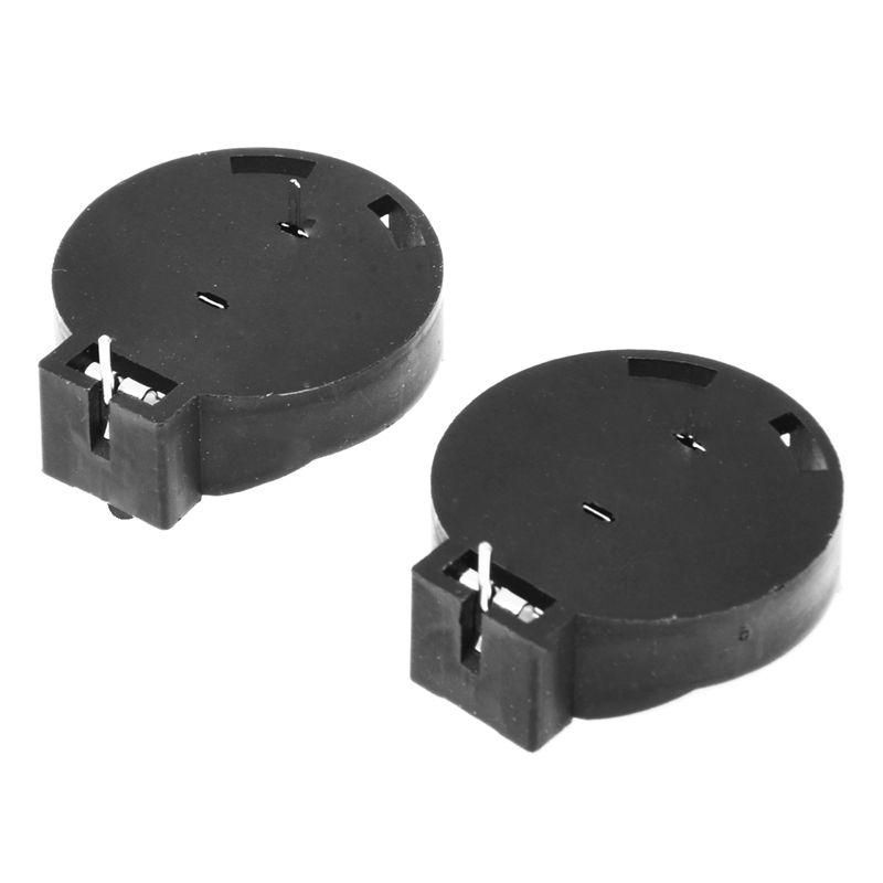 2 Pcs CR2450 Coin Cell on Battery Socket Holder Case 2 Pins Black