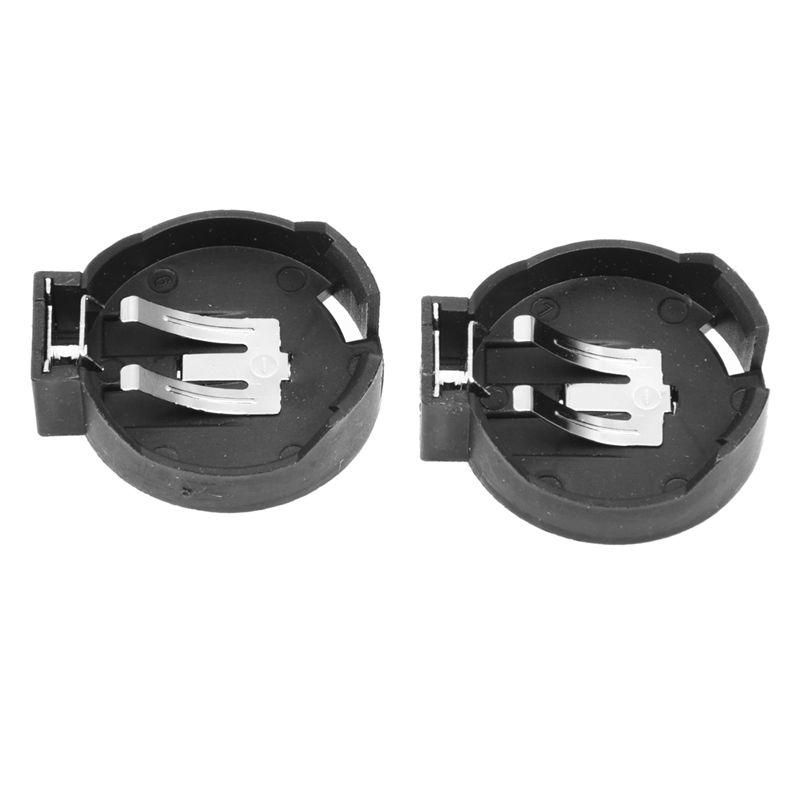 2 Pcs CR2450 Coin Cell on Battery Socket Holder Case 2 Pins Black
