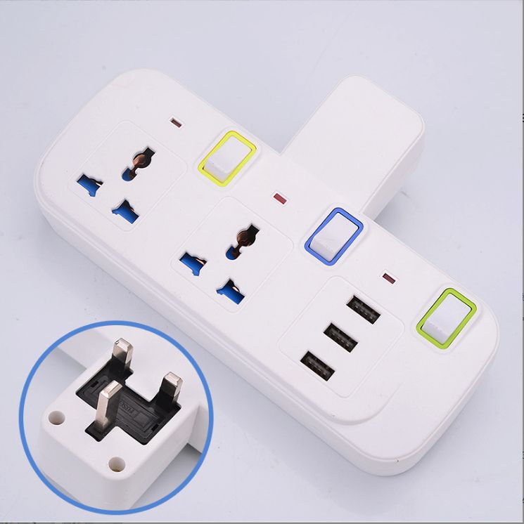 2 Ways Electrical SOCKET Extention Box With 3 USB Port