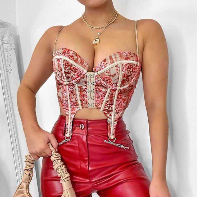 Women Corset S Summer Solid Color Sleeveless Vintage Crop Lace Up Sexy Camis