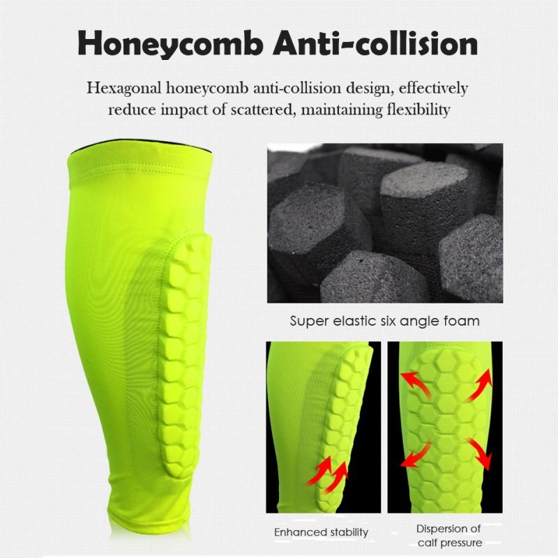 2PCS/Set Football Shin Guards Soccer Honeycomb Anti-collision Compression Legwarmers Size : M