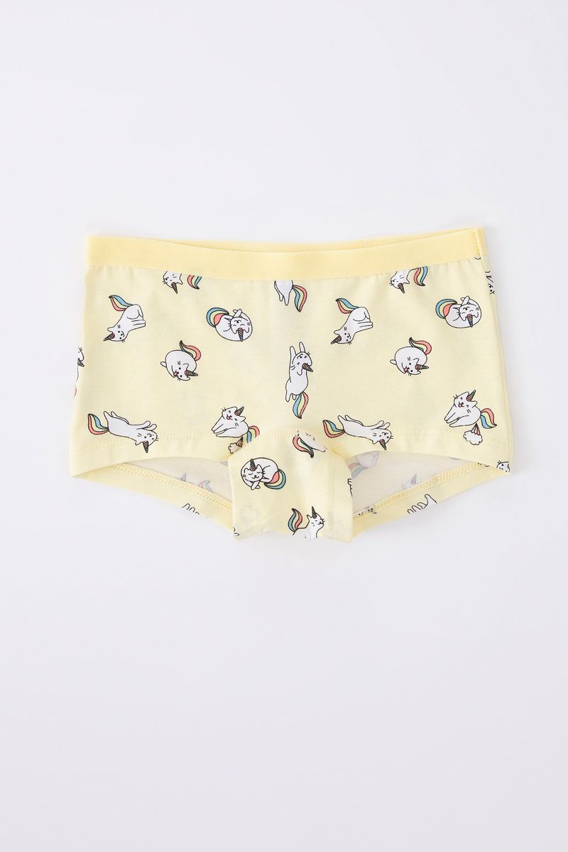 2 Piece Set Girl Underwear Regular Fit Knitted Boxer -Purple and Yellow