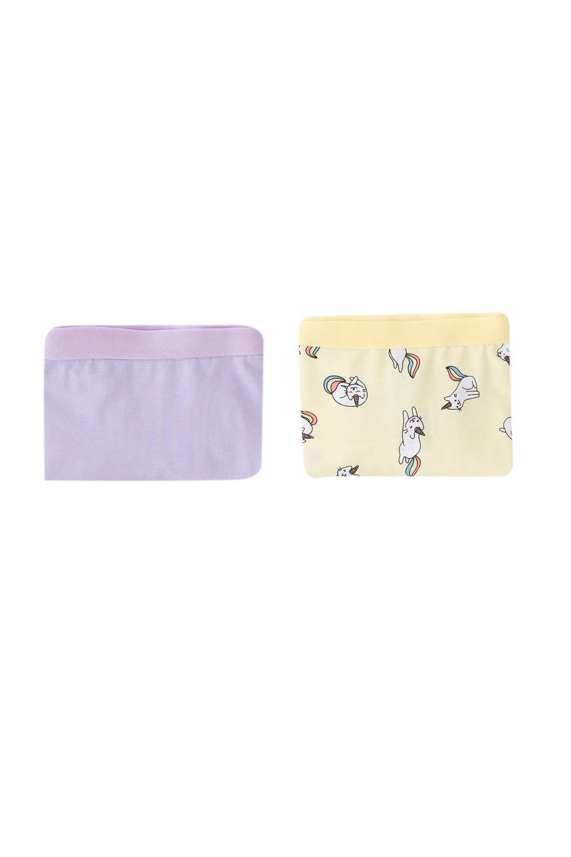 2 Piece Set Girl Underwear Regular Fit Knitted Boxer -Purple and Yellow