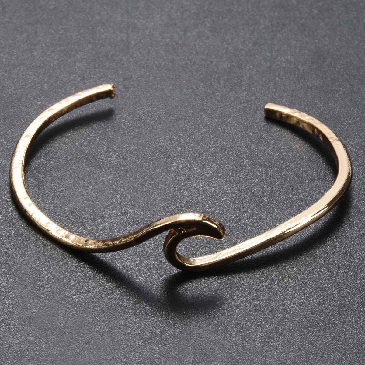 Simple Adjustable Gold Open Bangle Wave Bracelet Jewellery