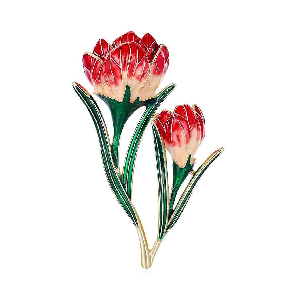 Brooch Retro Tulip Crystal Flower Alloy Simple Sweater with