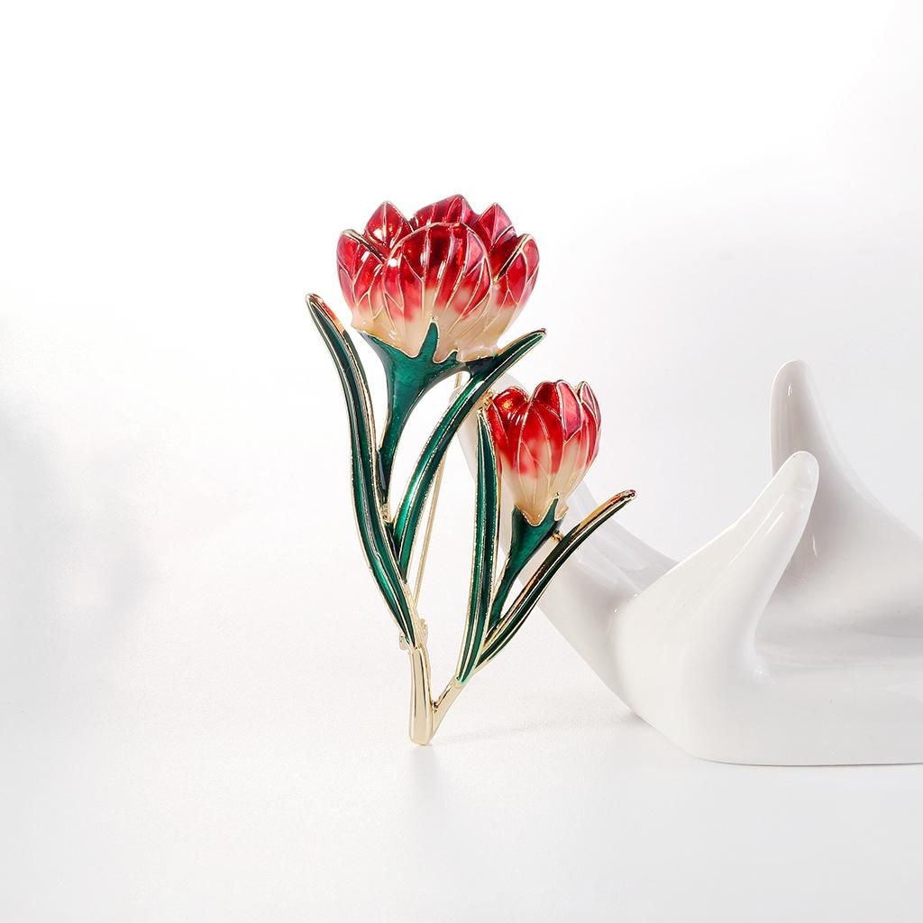 Brooch Retro Tulip Crystal Flower Alloy Simple Sweater with