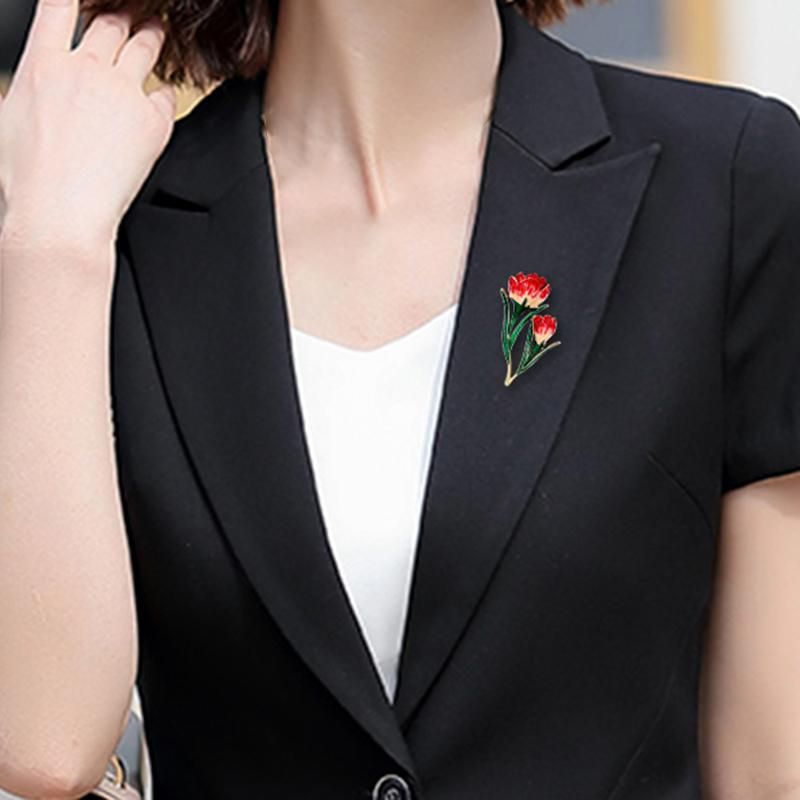 Brooch Retro Tulip Crystal Flower Alloy Simple Sweater with
