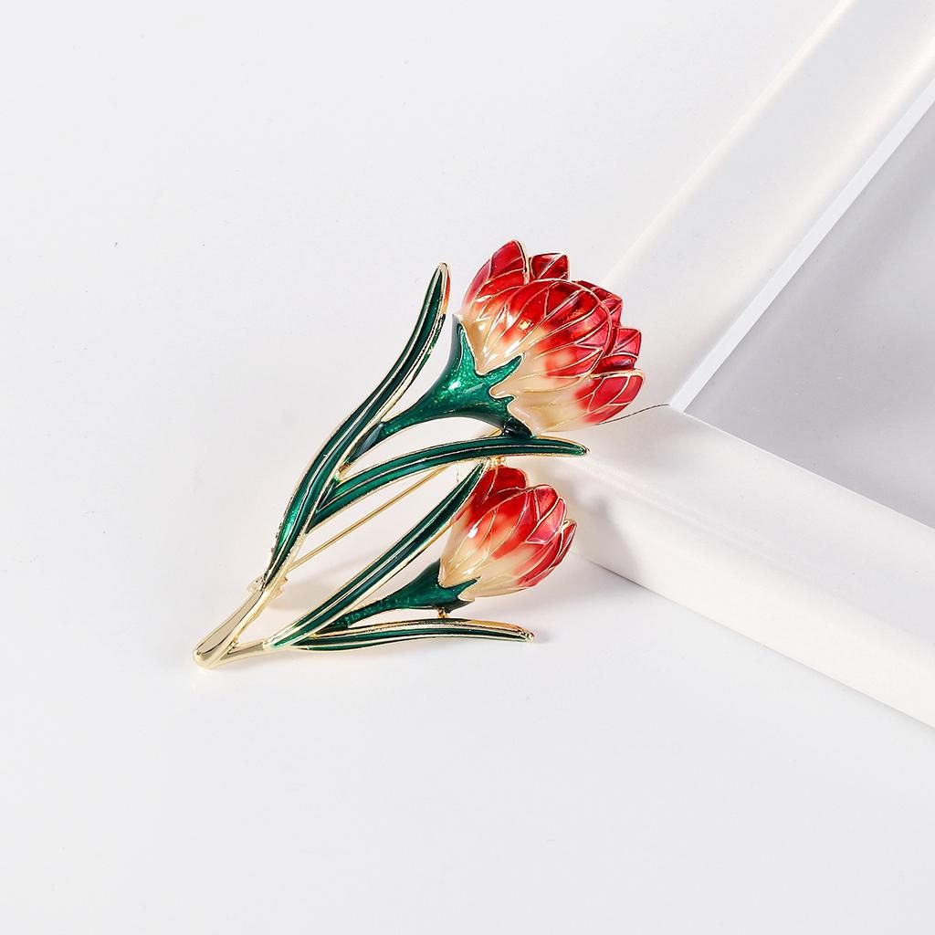 Brooch Retro Tulip Crystal Flower Alloy Simple Sweater with