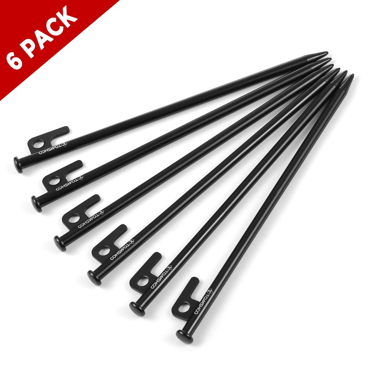TOMSHOO 8 Inch /12 Inch Tent Pegs 6PCS Heavy Duty Steel Tent Stakes for Outdoor Camping Canopy Awning