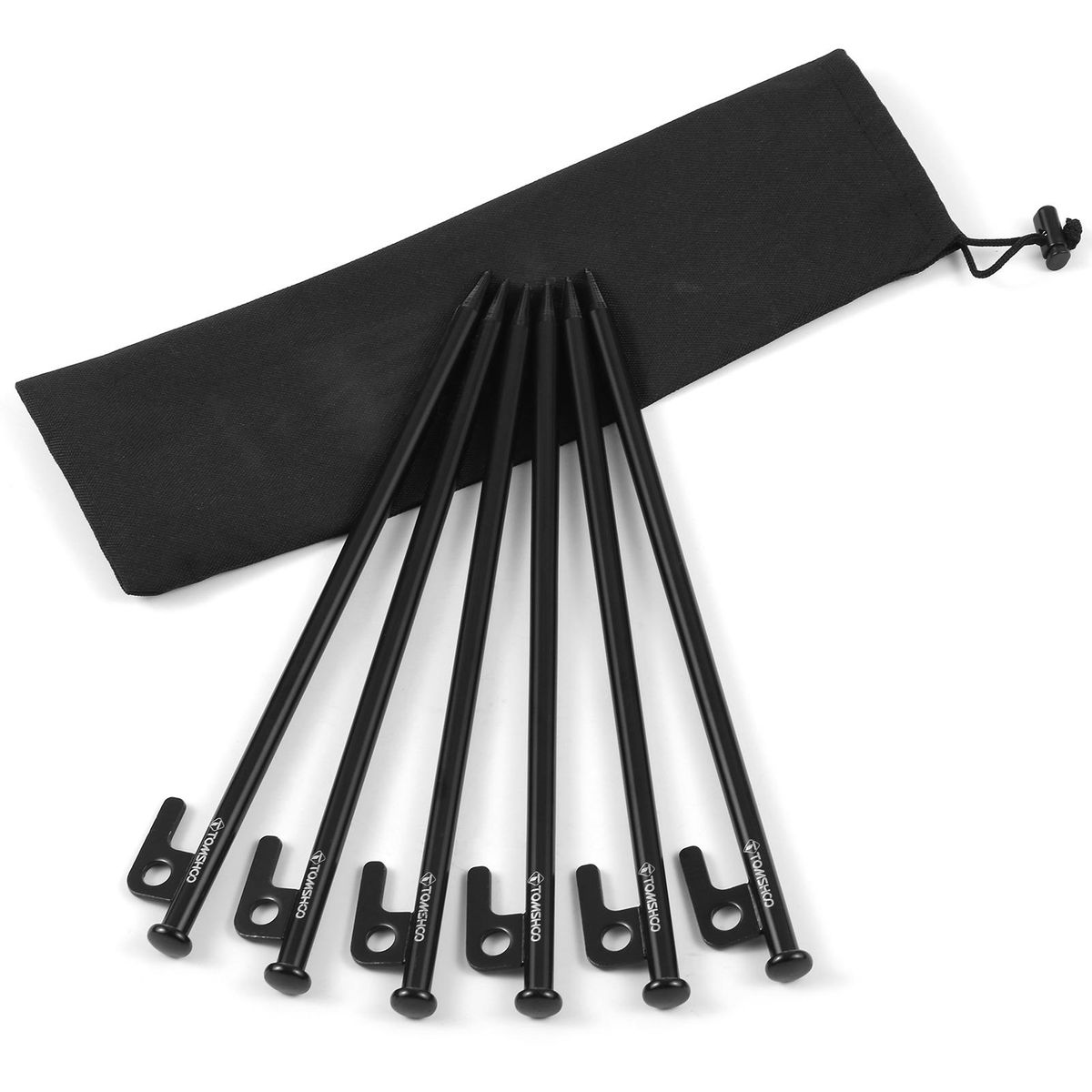 TOMSHOO 8 Inch /12 Inch Tent Pegs 6PCS Heavy Duty Steel Tent Stakes for Outdoor Camping Canopy Awning