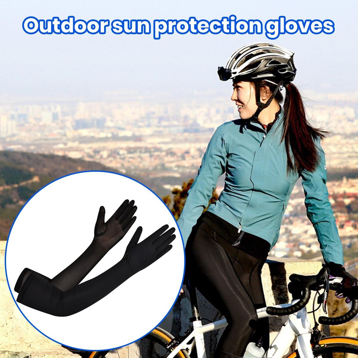 1 Pair Long Arm Sleeves Summer Ice Silk Long Arm Sleeves Black