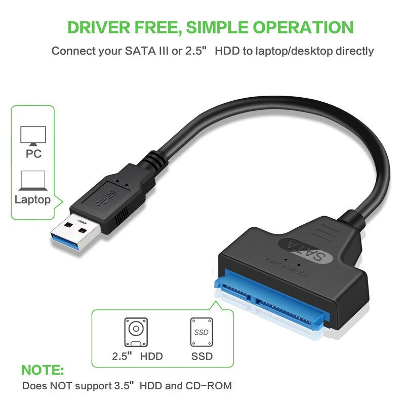 USB3.0 USB To SATA III Cable External Hard Drive Converter SATA 22Pin 2 In 1 SSD HDD Adapter UASP For 2.5'' HDD SSD