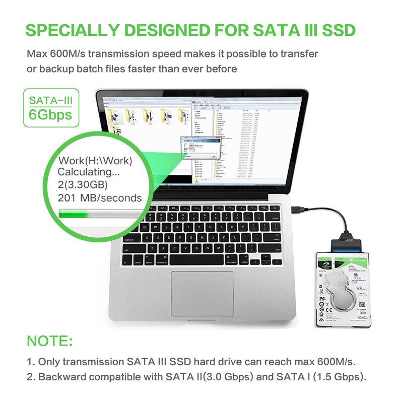 USB3.0 USB To SATA III Cable External Hard Drive Converter SATA 22Pin 2 In 1 SSD HDD Adapter UASP For 2.5'' HDD SSD
