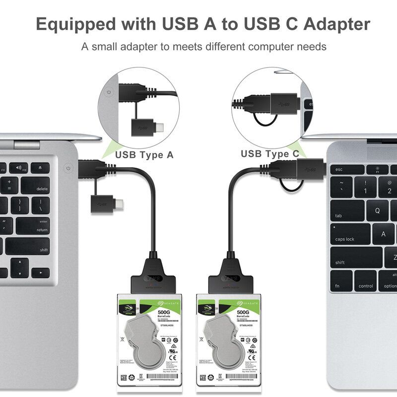 USB3.0 USB To SATA III Cable External Hard Drive Converter SATA 22Pin 2 In 1 SSD HDD Adapter UASP For 2.5'' HDD SSD