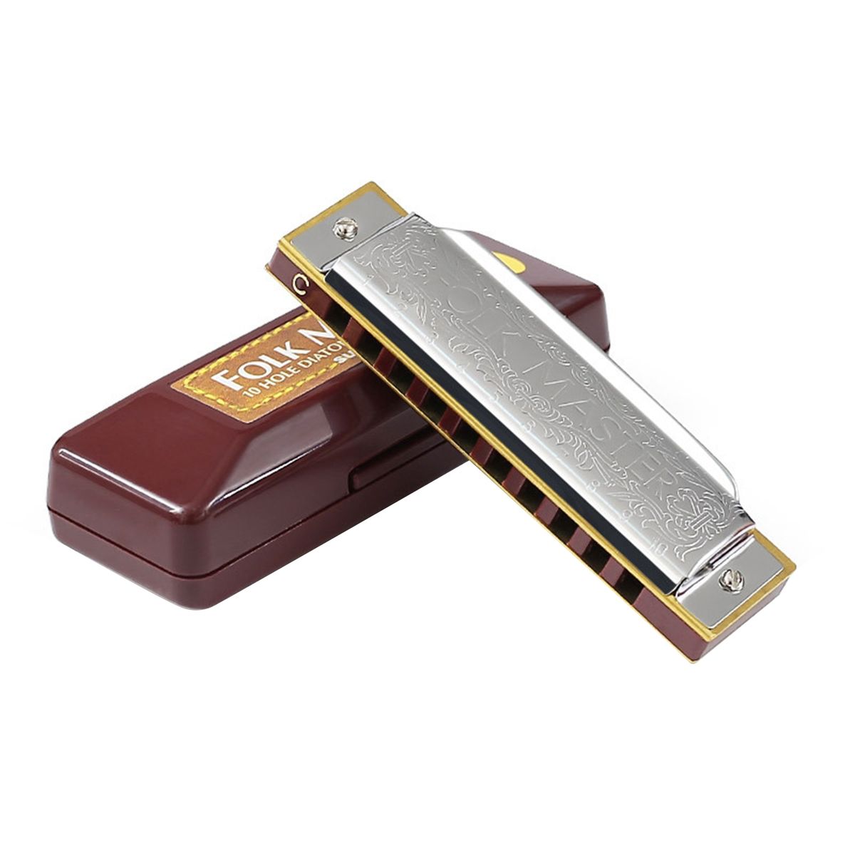 Blues Harmonica 10 Holes 20 Tones Harmonica Mouth Organ Silver