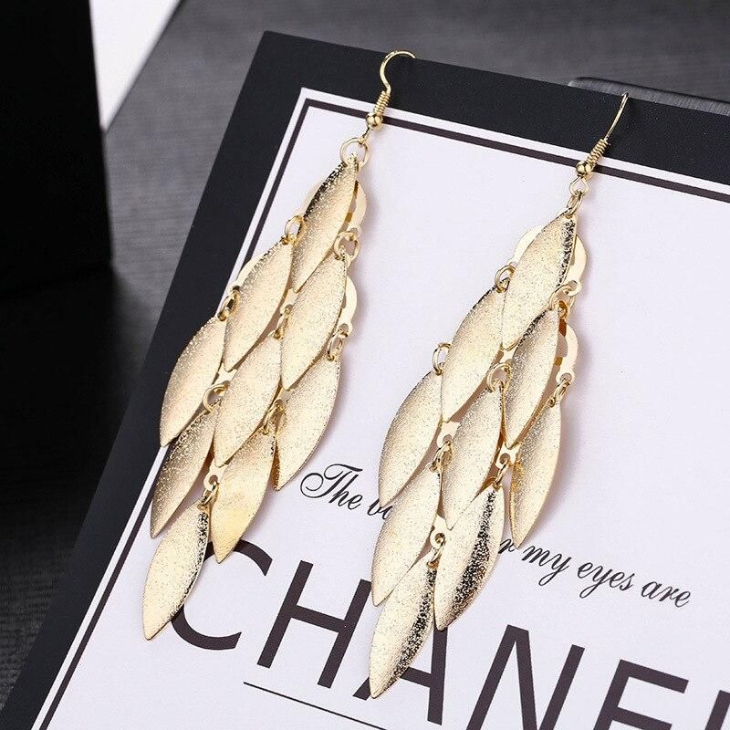Multi-layer Metal Leaves Geometric Earrings Swing Drop Dangle Earrings For Women Gold Silver Color Fashion Female Party Jewelry