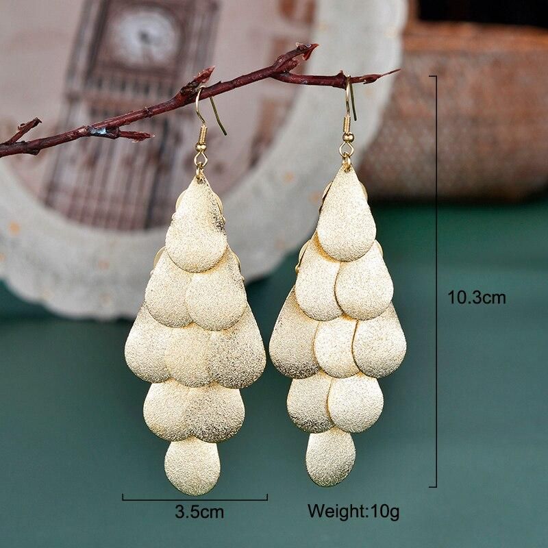 Multi-layer Metal Leaves Geometric Earrings Swing Drop Dangle Earrings For Women Gold Silver Color Fashion Female Party Jewelry