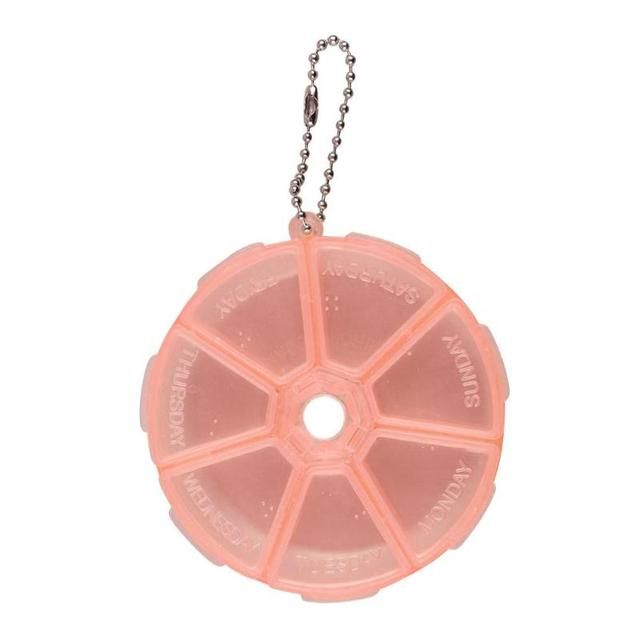 Portable 7 Day Weekly Round Drug Tablet Pill Box
