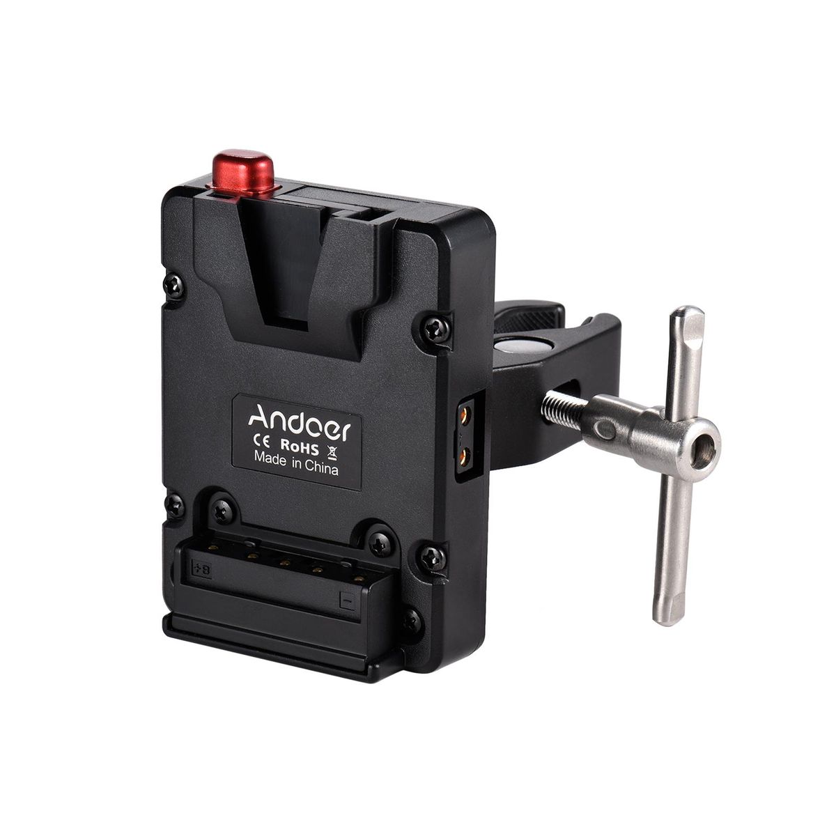 Andoer Mini Nano V-lock Mount Battery Power Supply Adapter Plate with Plier Clamp for Mini V-mount Battery