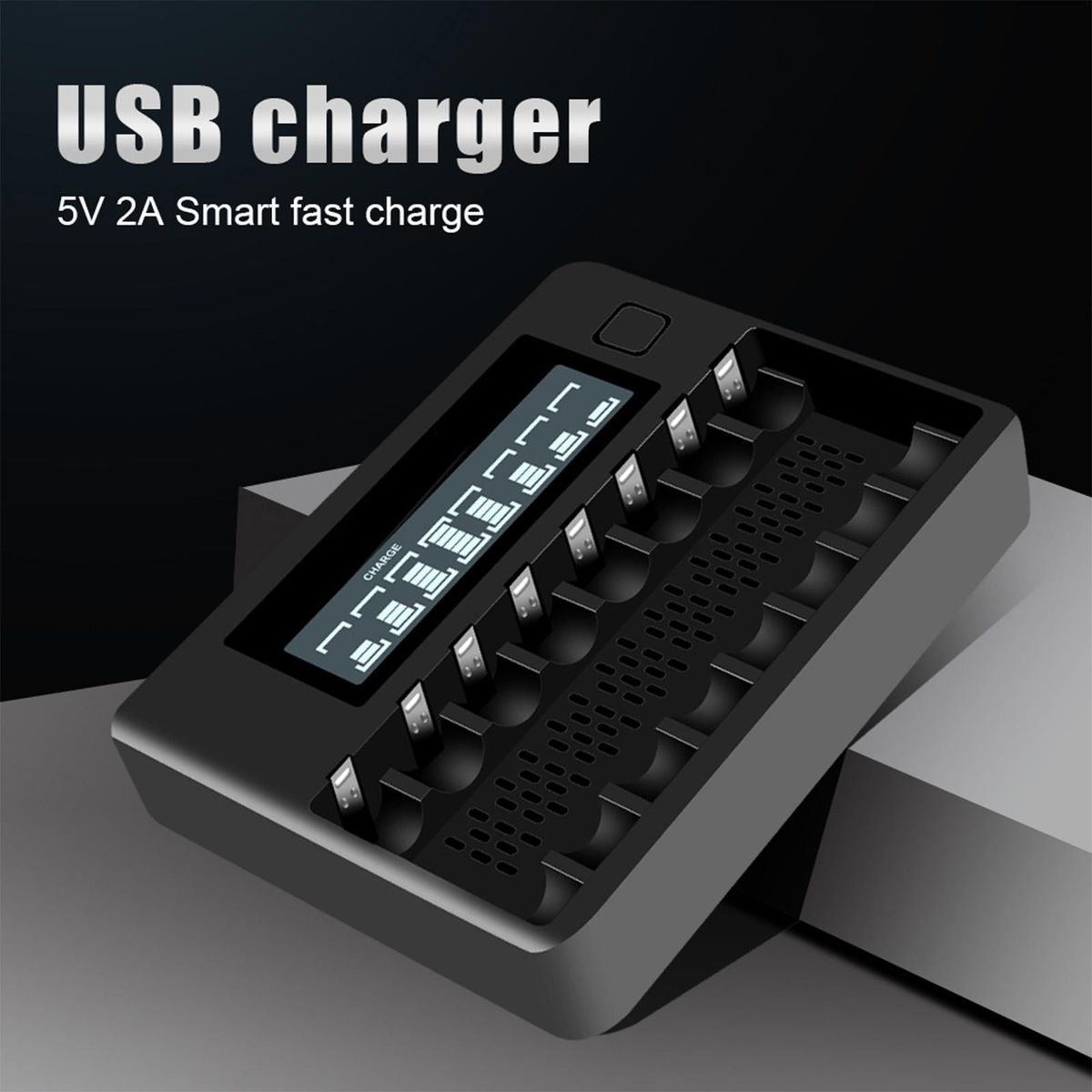 Universal 8 Slot Smart Battery Charger Individual Bays For AA AAA 1