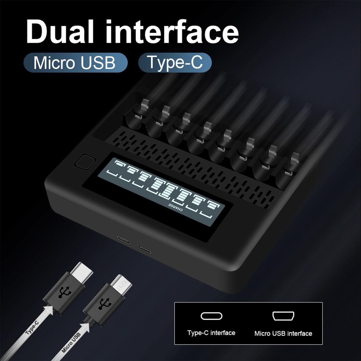 Universal 8 Slot Smart Battery Charger Individual Bays For AA AAA 1