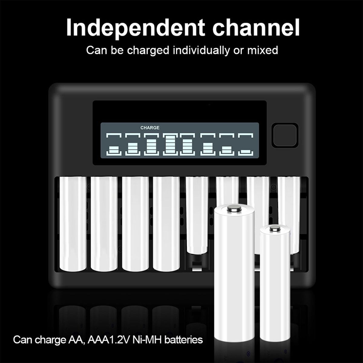 Universal 8 Slot Smart Battery Charger Individual Bays For AA AAA 1
