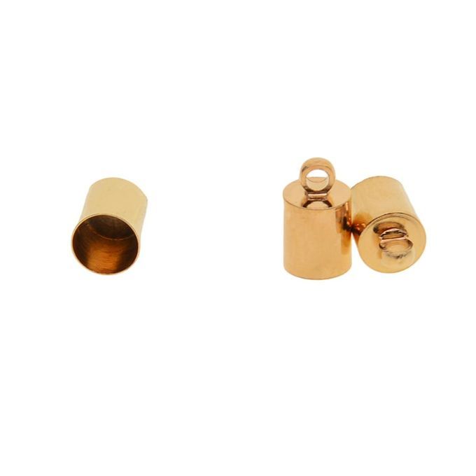 50 Pieces Brass Plated Necklace Leather Cord End Caps Light Gold