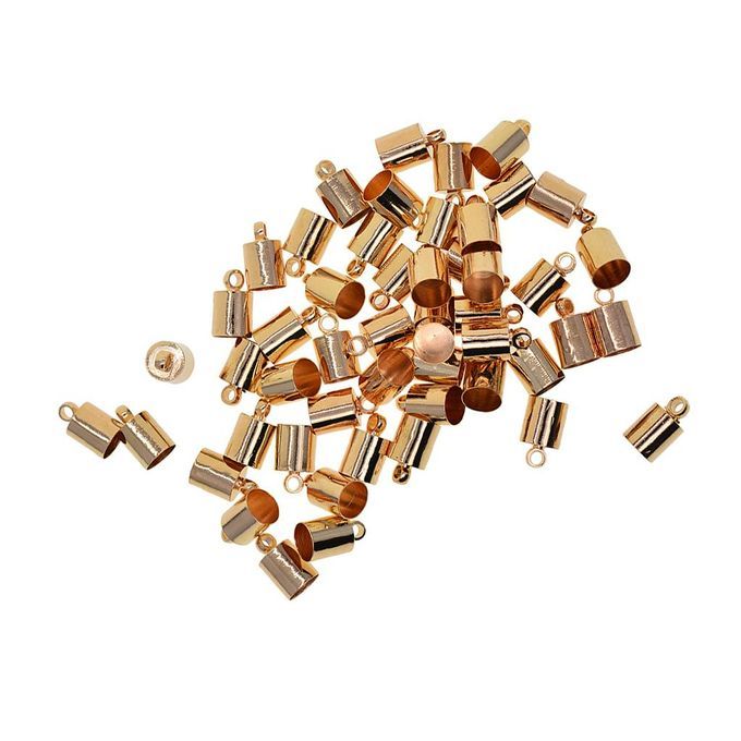 50 Pieces Brass Plated Necklace Leather Cord End Caps Light Gold