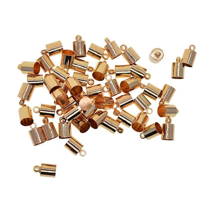 50 Pieces Brass Plated Necklace Leather Cord End Caps Light Gold
