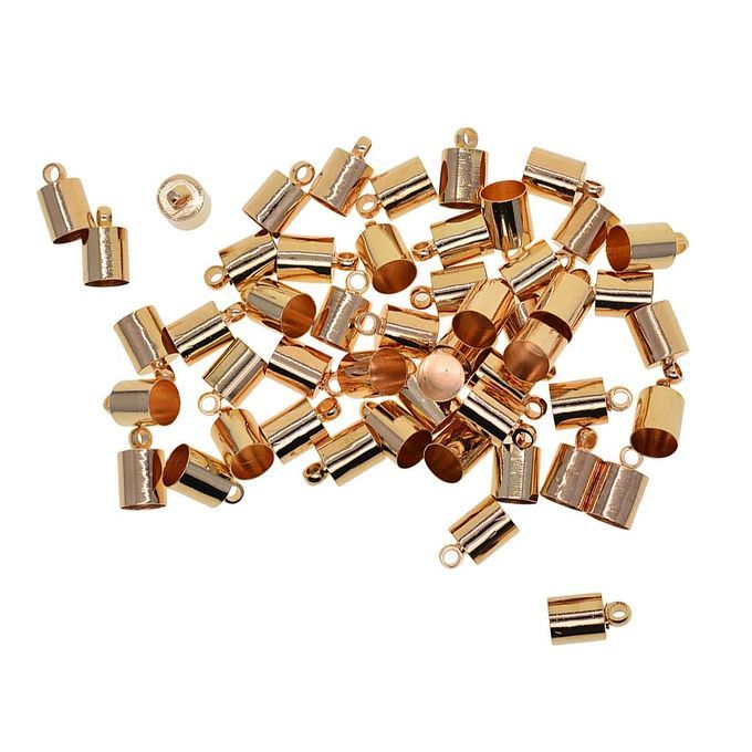 50 Pieces Brass Plated Necklace Leather Cord End Caps Light Gold