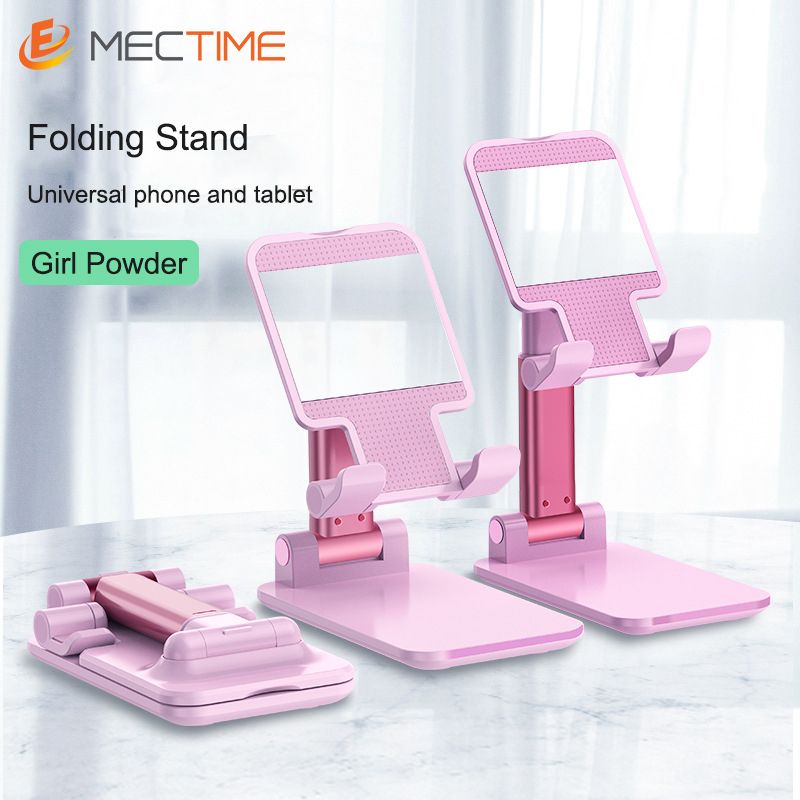 Universal Desktop Phone Stand Holder With Mirror- Pink