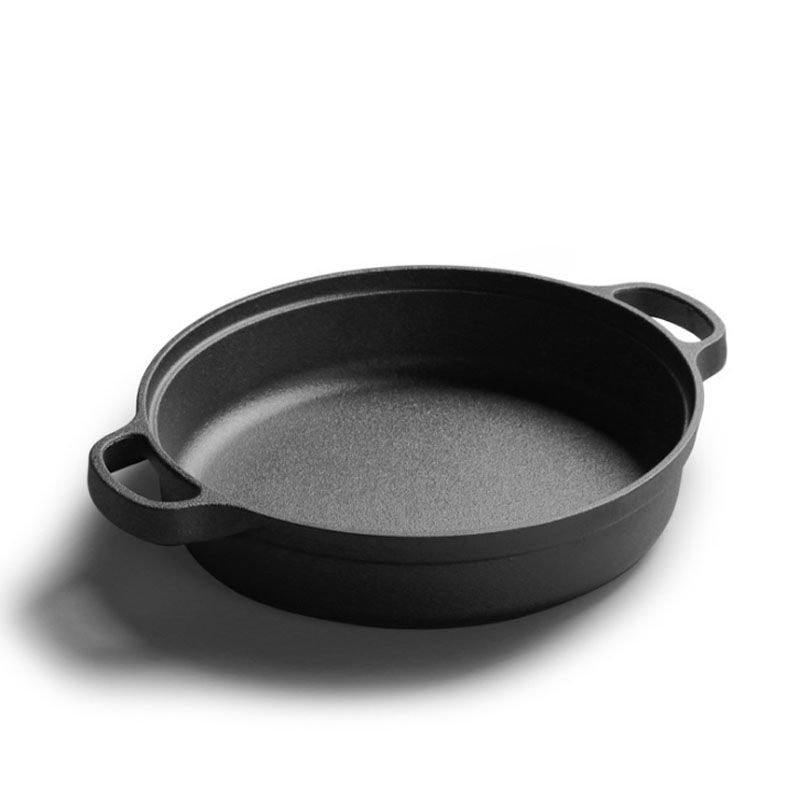 25cm Cast Iron Frying Pan With Wooden Cover Pancake Pan